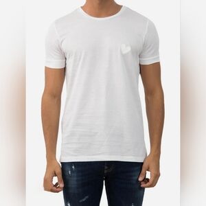 Inimigo Cream Embroidered Heart Detail Men's T-Shirt